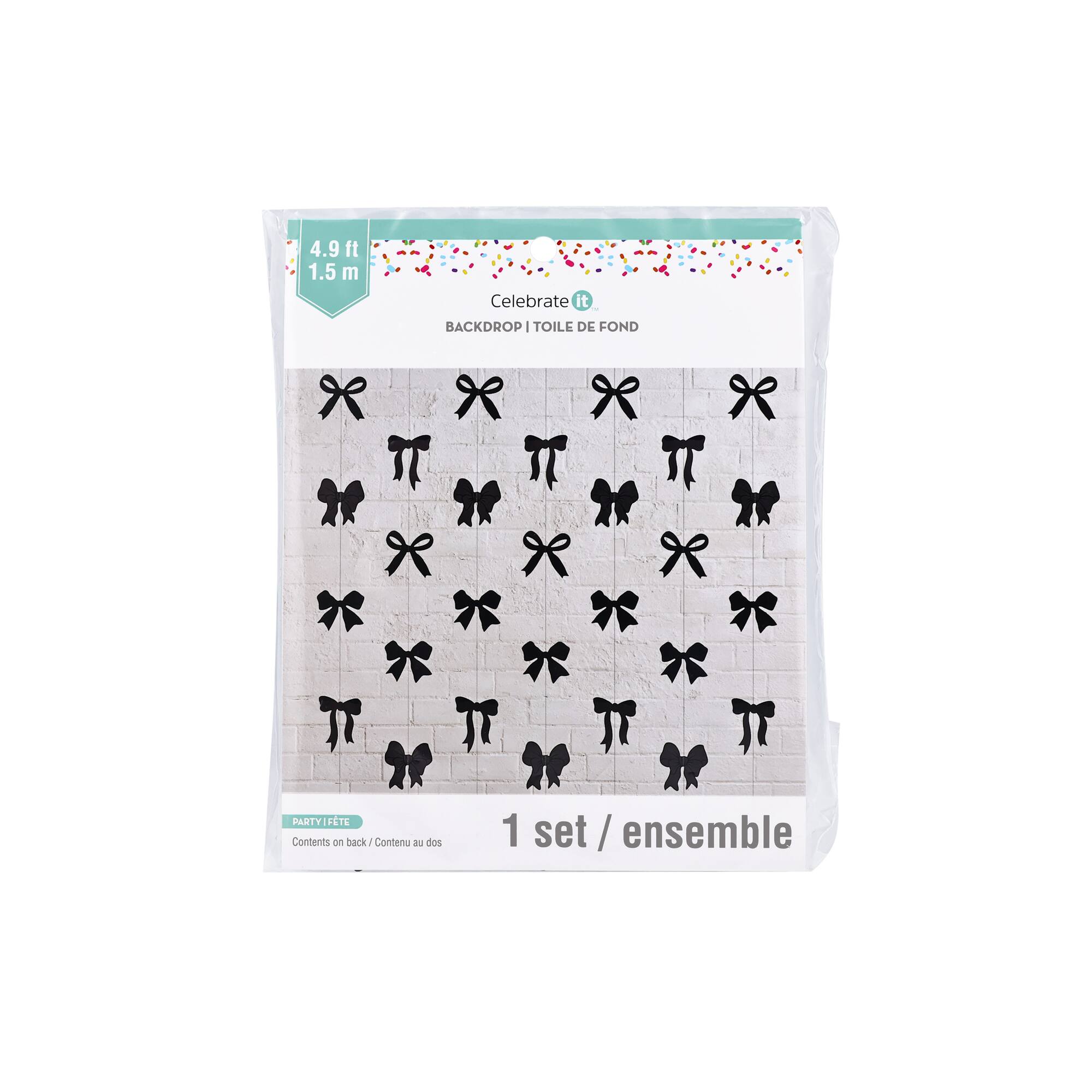 5ft. Black Bow Garland Backdrop by Celebrate It™